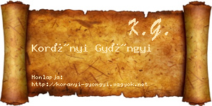 Korányi Gyöngyi névjegykártya